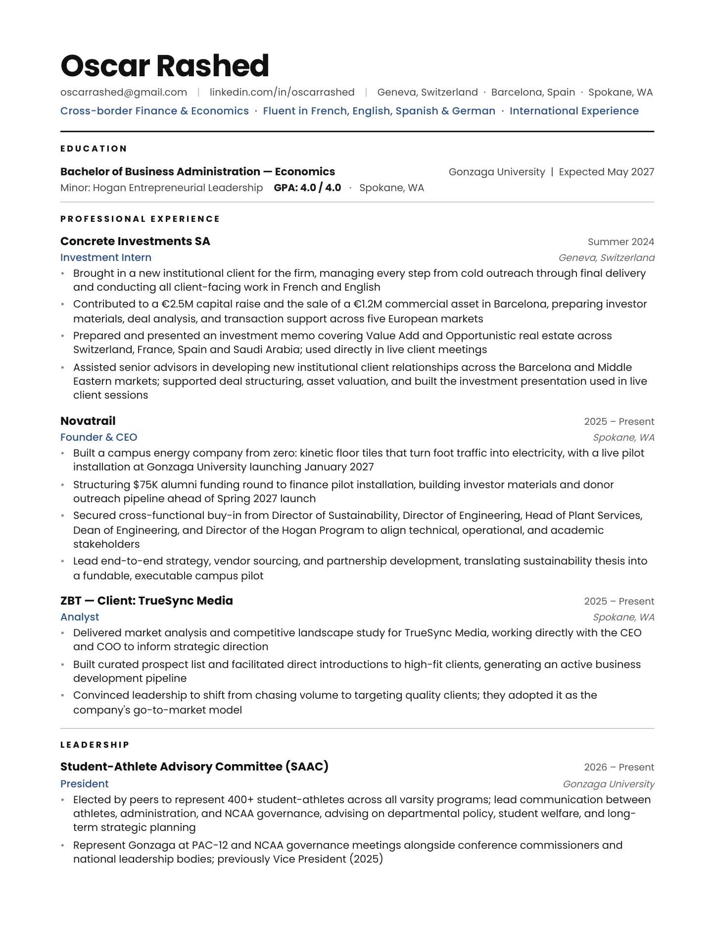 Résumé page 1 of 2