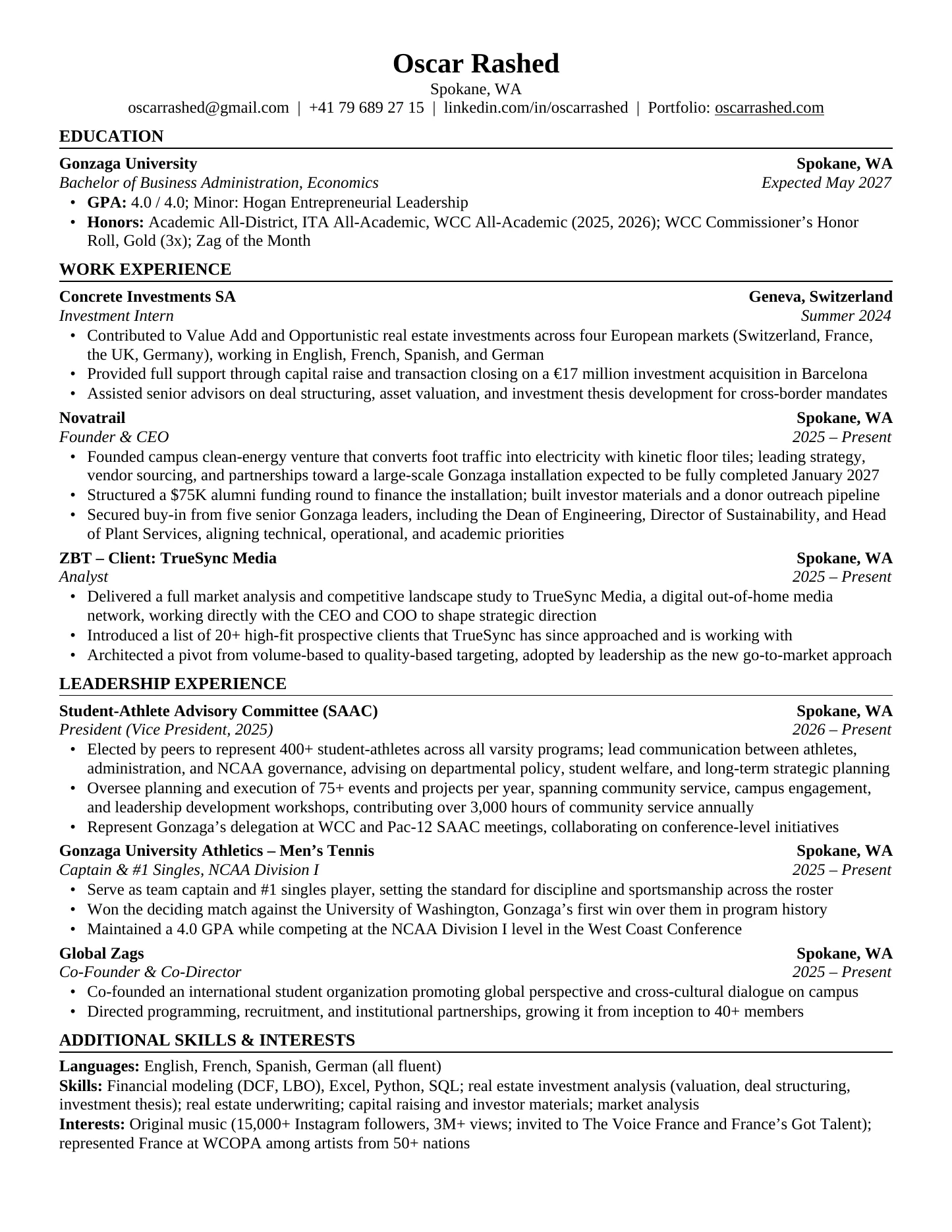 Oscar Rashed résumé